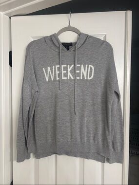 Rachel Zoe Gray WEEKEND Hooded Knit Pullover